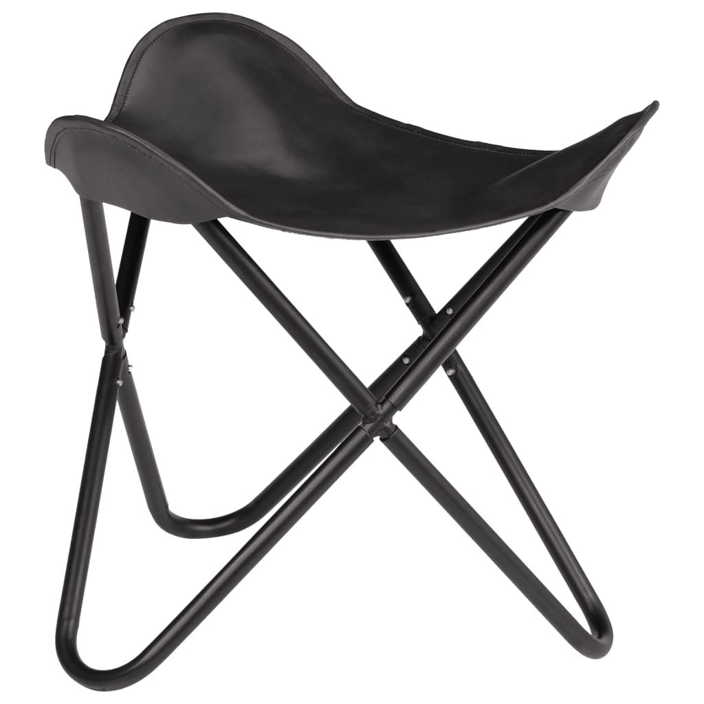 Butterfly Stool Black Real Leather