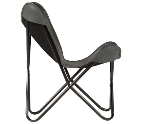 vidaXL Cadeira borboleta em couro genuíno cinzento tamanho infantil