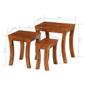 Sada hnízdových stolků 3 ks masivní akácie 50x35x50 cm hnědá - obrázek 11