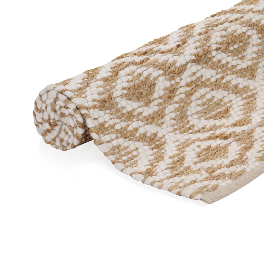 

vidaXL Vloerkleed 160x230 cm handgeweven jute natuurlijk en wit
