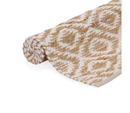 vidaXL Rank. austas kil., natūr. ir balt. sp., 160x230cm, džiut., aud.