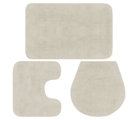 Vidaxl Bathroom Mat Set 3 Piece Fabric White Bath Floor Carpet Rug Vidaxl Bathroom Mat Set 3 Piece Fabric