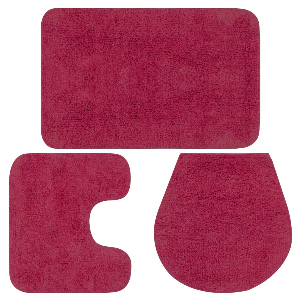 vidaXL Set covorașe baie, 3 piese, fucsia, textil