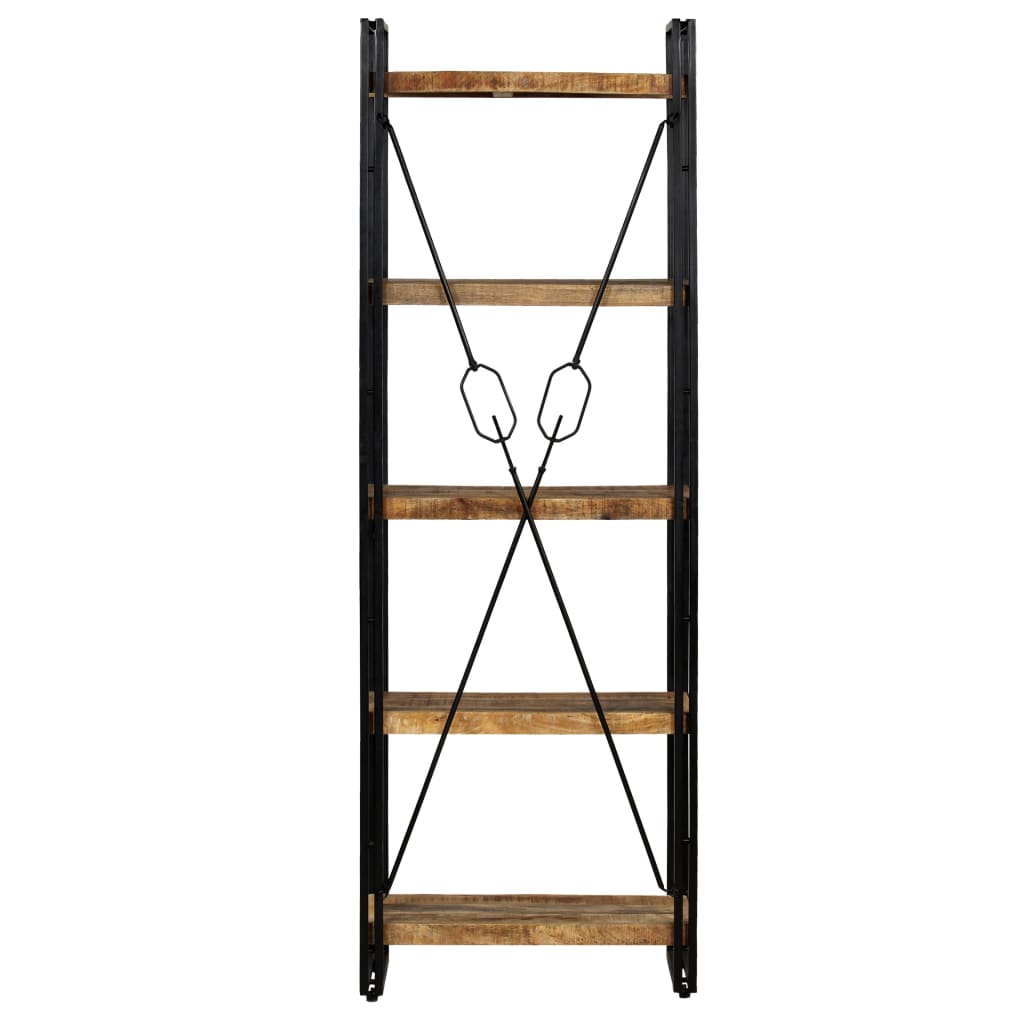 vidaXL 5-Tier Bookcase Solid Mango Wood and Steel 60x30x180 cm