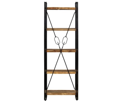 vidaXL 5-Tier Bookcase Solid Mango Wood and Steel 60x30x180 cm