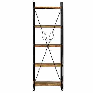 vidaXL Knygų spinta su 5 lent., mango mediena ir plienas, 60x30x180cm