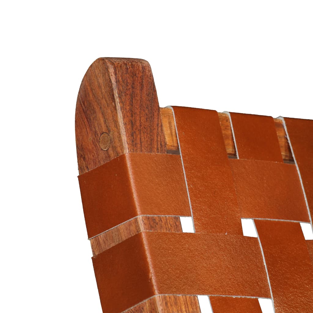 Barna keresztcsíkos összecsukható valódi bőr szék 