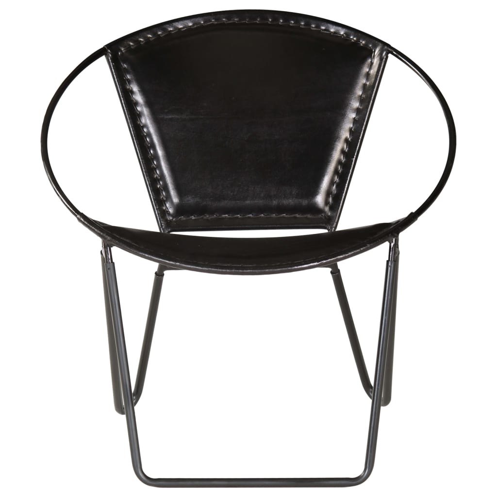 vidaXL Chair Black Real Leather