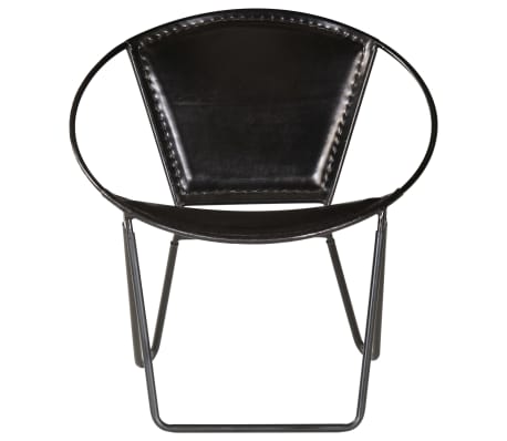 vidaXL Chair Black Real Leather