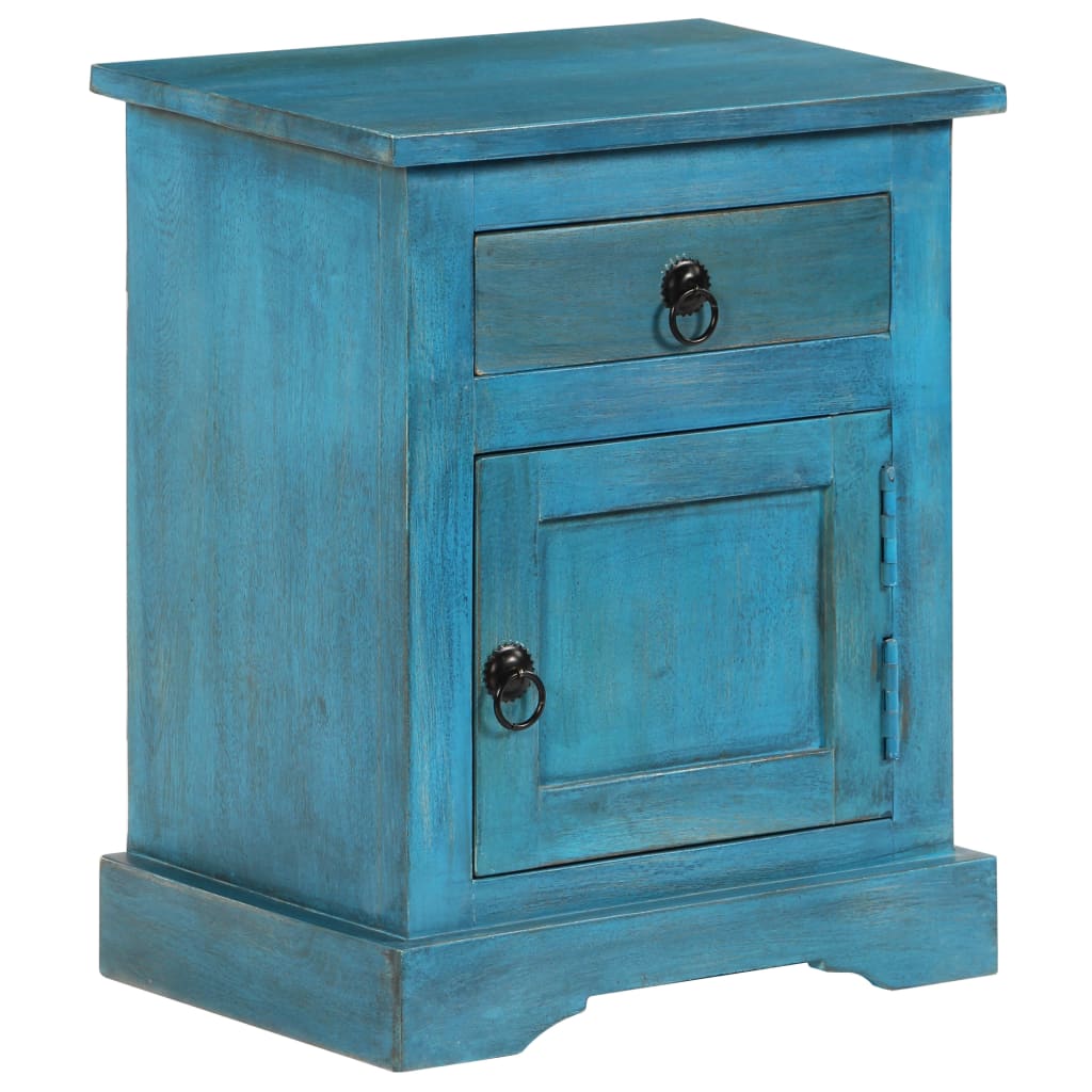 Bedside table, solid mango wood, 40X30X50 cm, blue