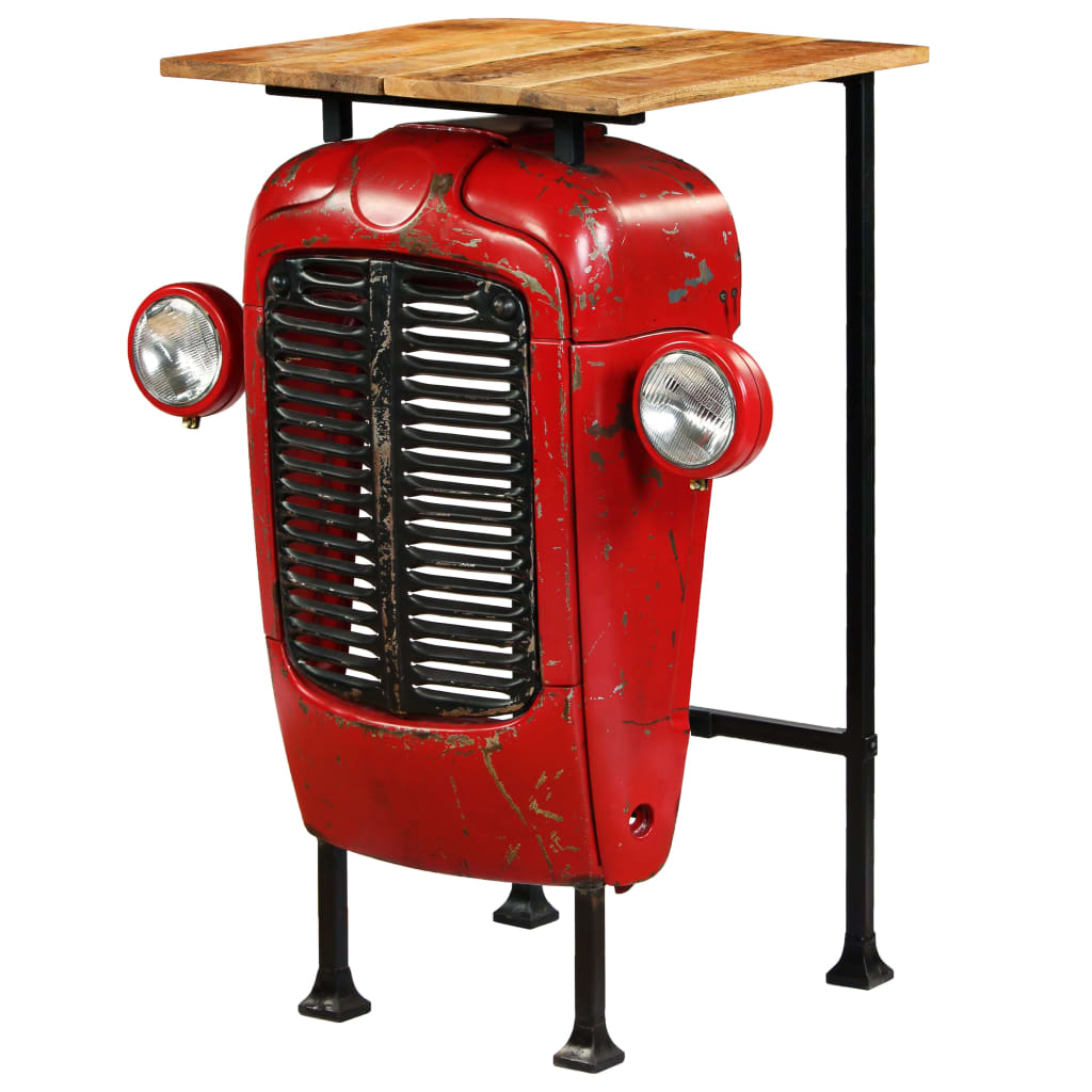 vidaXL Masă bar, stil tractor, lemn masiv mango, roșu, 60x60x107 cm vidaXL