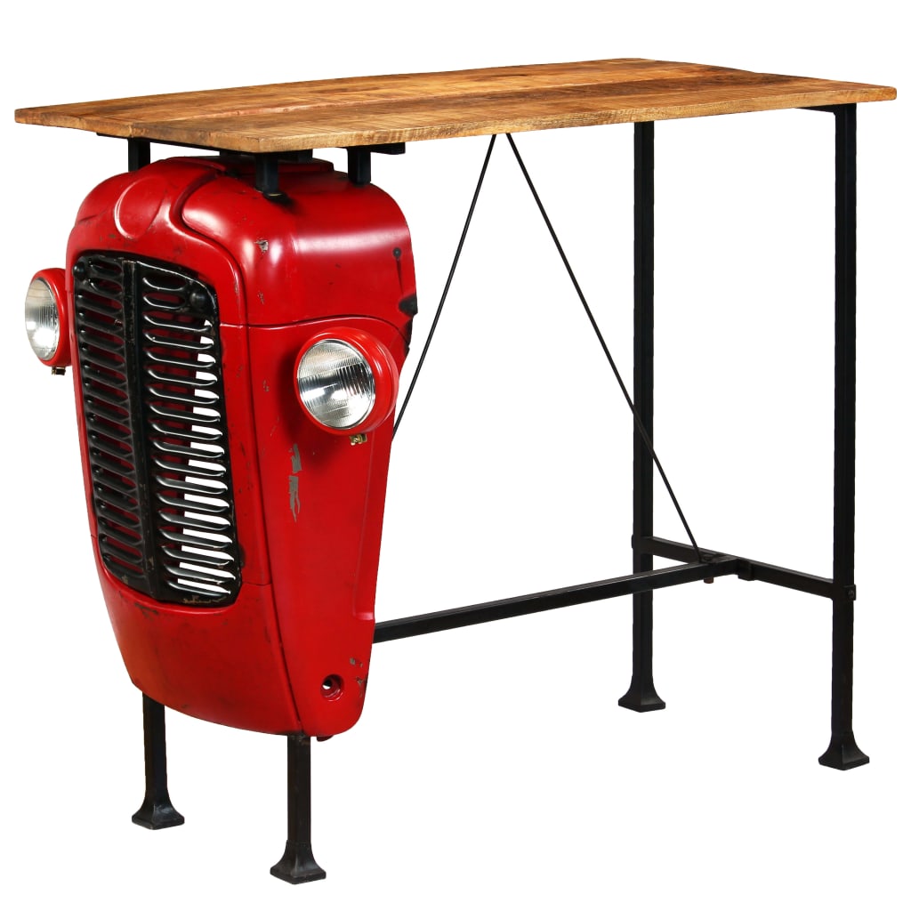 vidaXL Masă bar, stil tractor, lemn masiv mango, roșu, 60x120x107 cm vidaXL