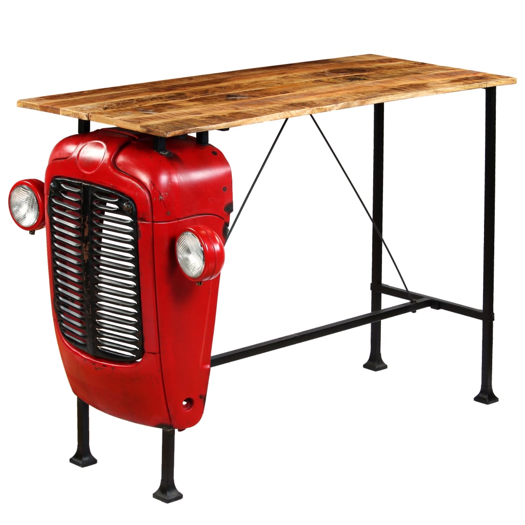 vidaXL Masă bar, stil tractor, lemn masiv mango, roșu, 60x150x107 cm 60x150x107 imagine noua