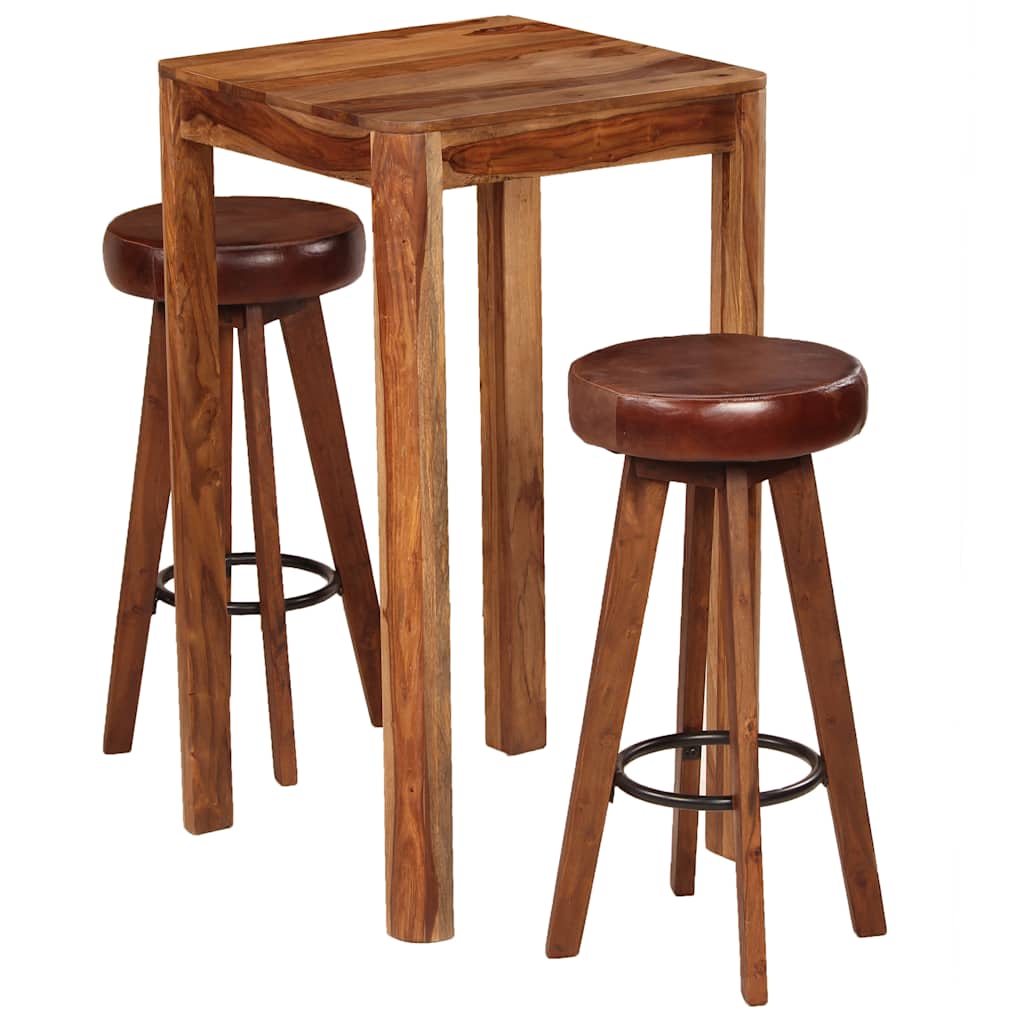 3 részes tömör kelet-indiai rózsafa/valódi bőr bárszett