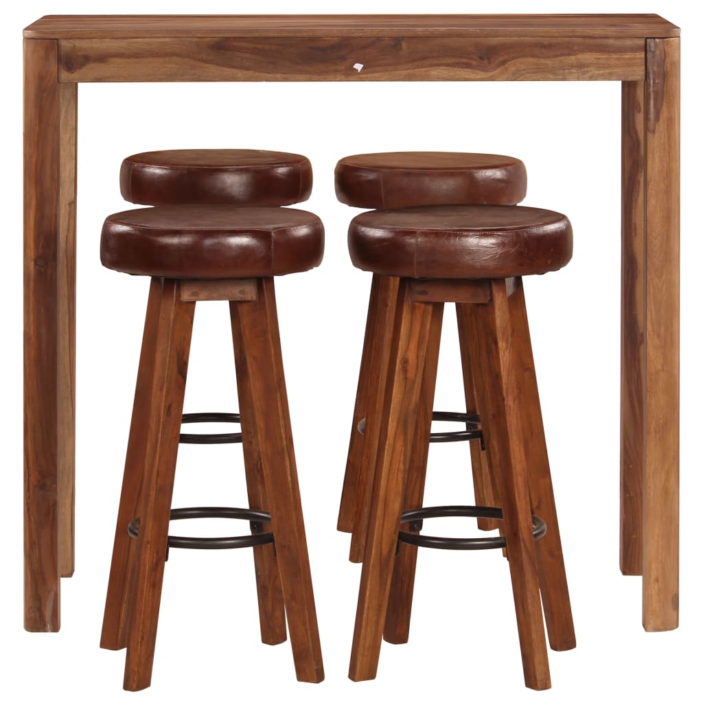 vidaXL Conjunto de bar 5 pzas madera maciza de sheesham 115x56x107 cm