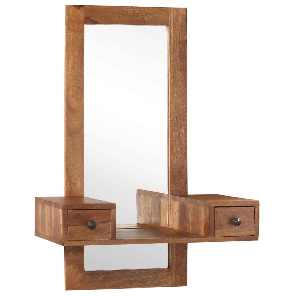 Kosmetické zrcadlo se 2 zásuvkami masivní sheeshamové dřevo