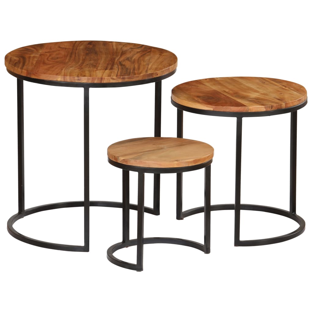 

vidaXL Coffee Table Set 3 Pieces Solid Acacia Wood Sheesham Finish