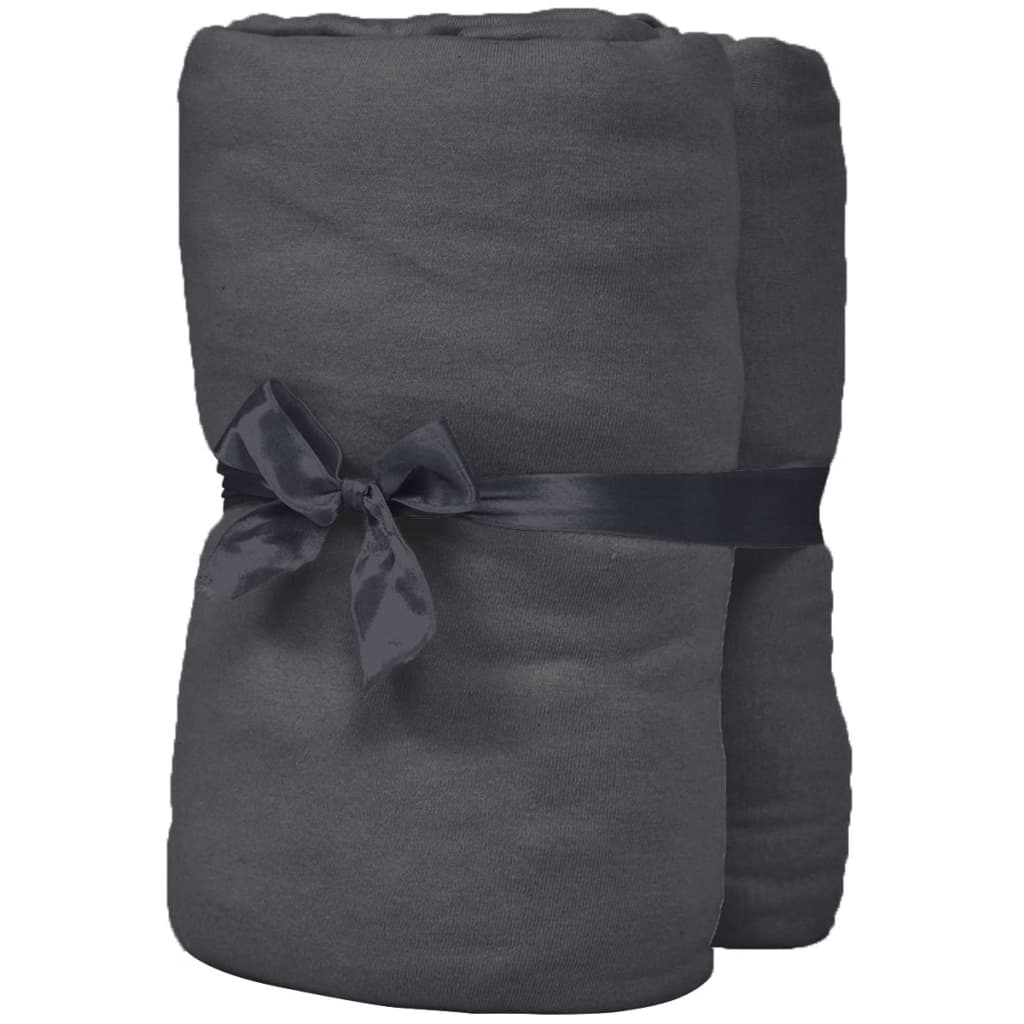 vidaXL Drap-housse pour lit à eau 2pcs 2x2,2 m Coton jersey Anthracite