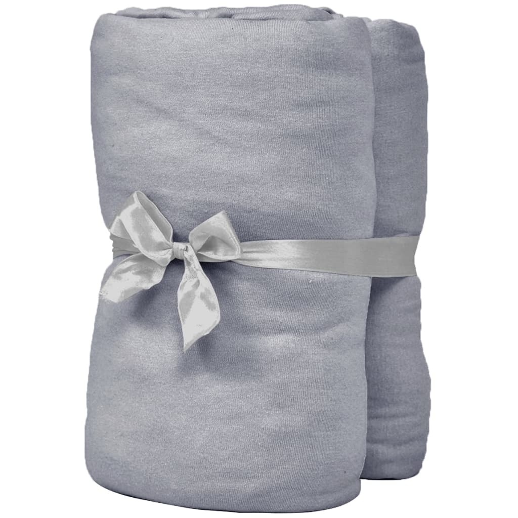 vidaXL Drap-housse pour lits à eau 2 pcs 200x200 cm Coton jersey Gris