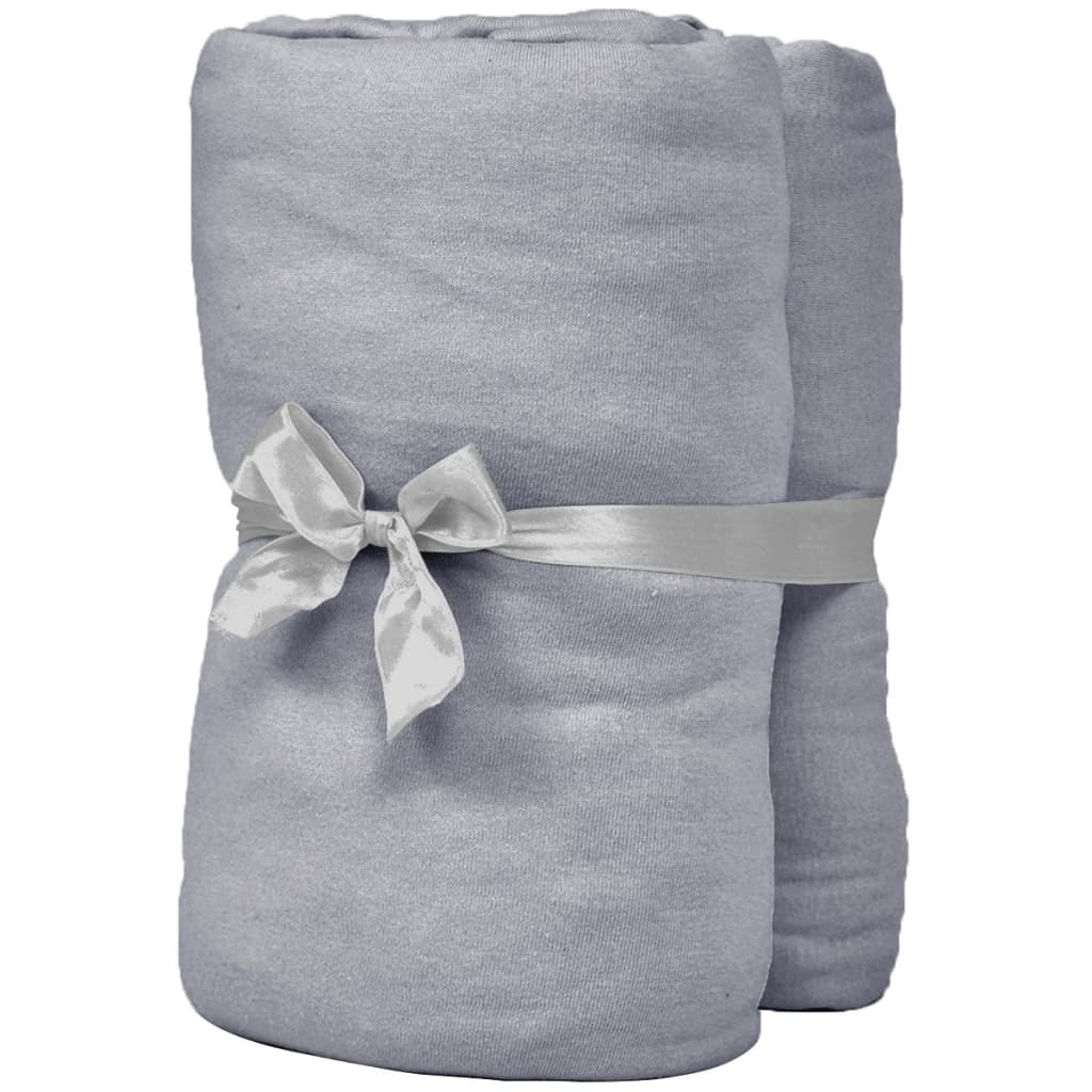 vidaXL Drap-housse pour lits à eau 2 pcs 200x220 cm Coton jersey Gris