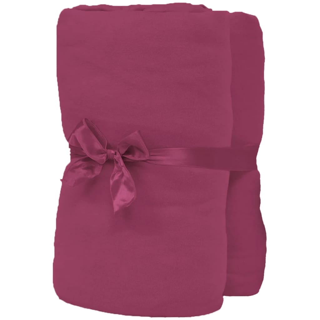 vidaXL Drap-housse pour lit à eau 2 pcs 1,8x2 m Jersey coton Bordeaux