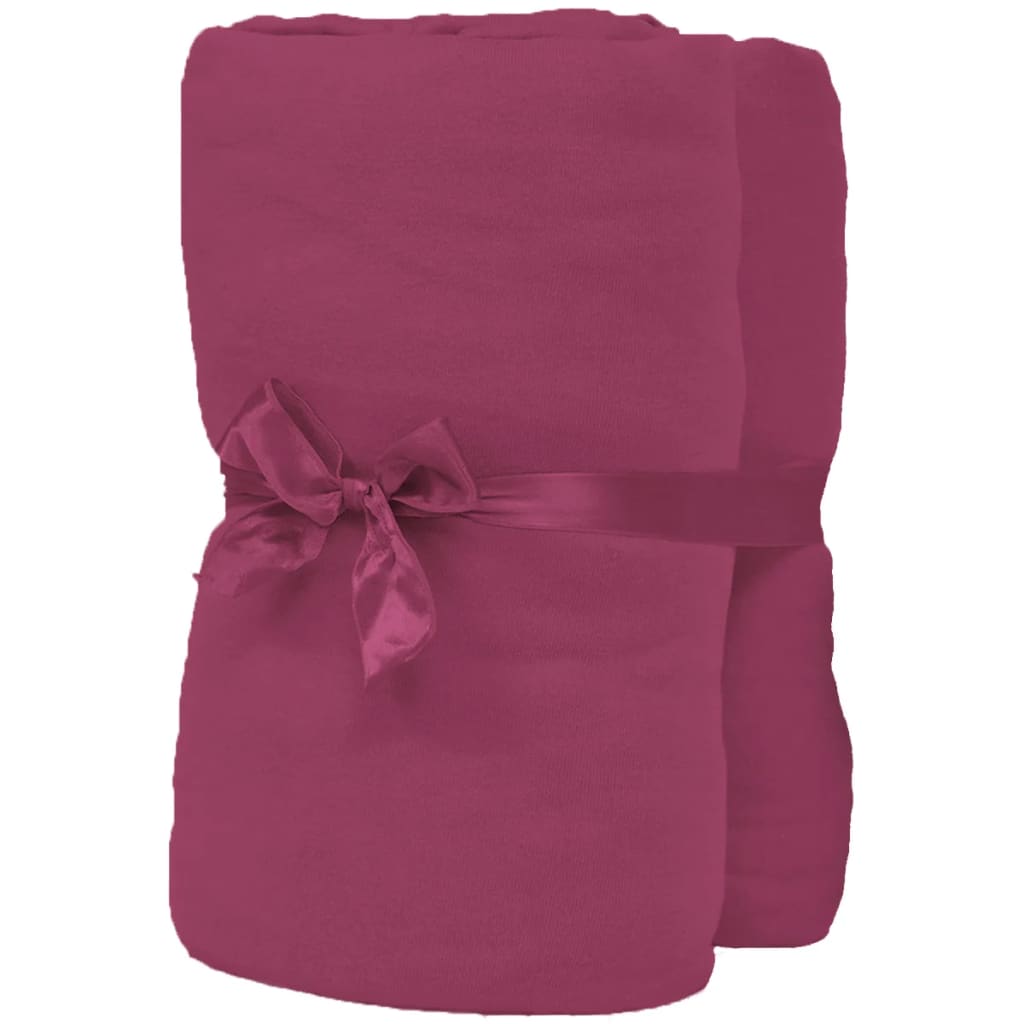 vidaXL Fitted Sheets for Waterbeds 2pcs 2x2m Cotton Jersey Burgundy