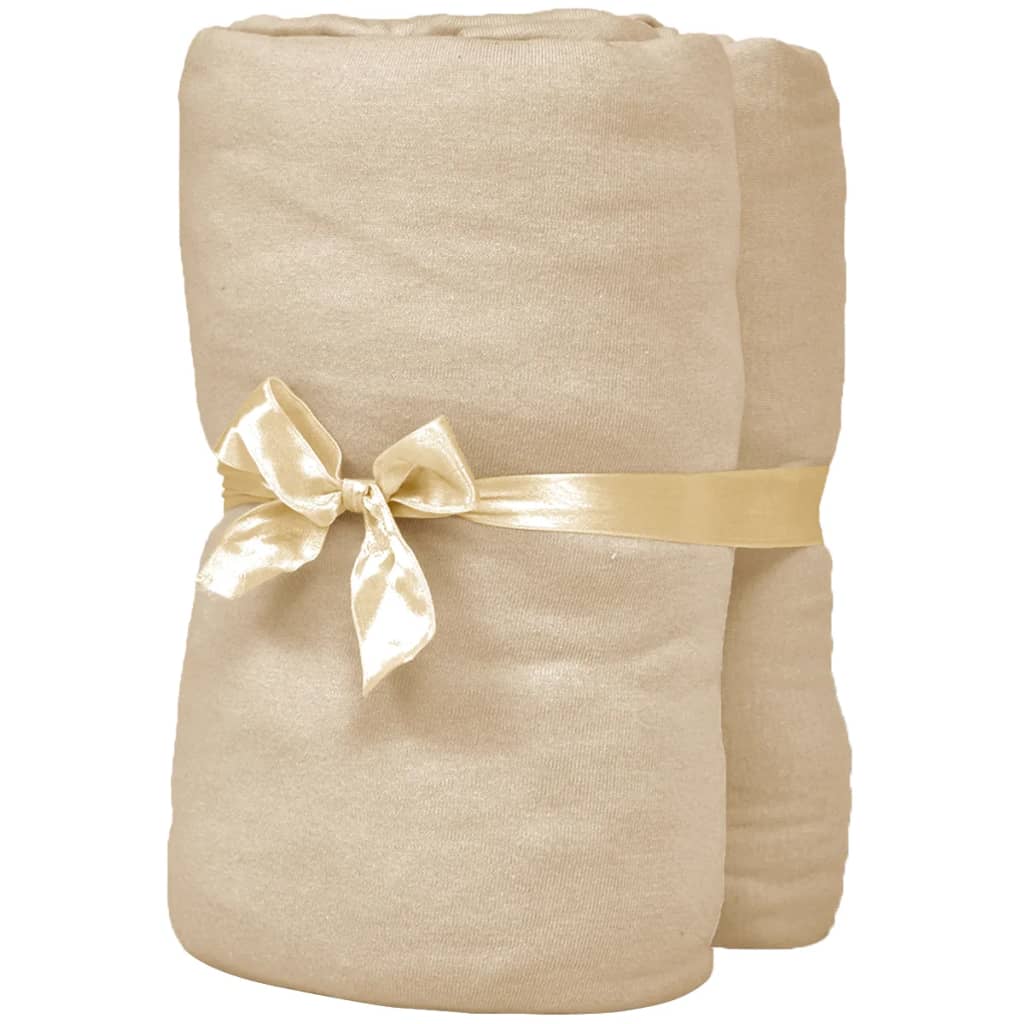 vidaXL Drap-housse 2 pcs 95 x 200 cm Jersey de coton Beige