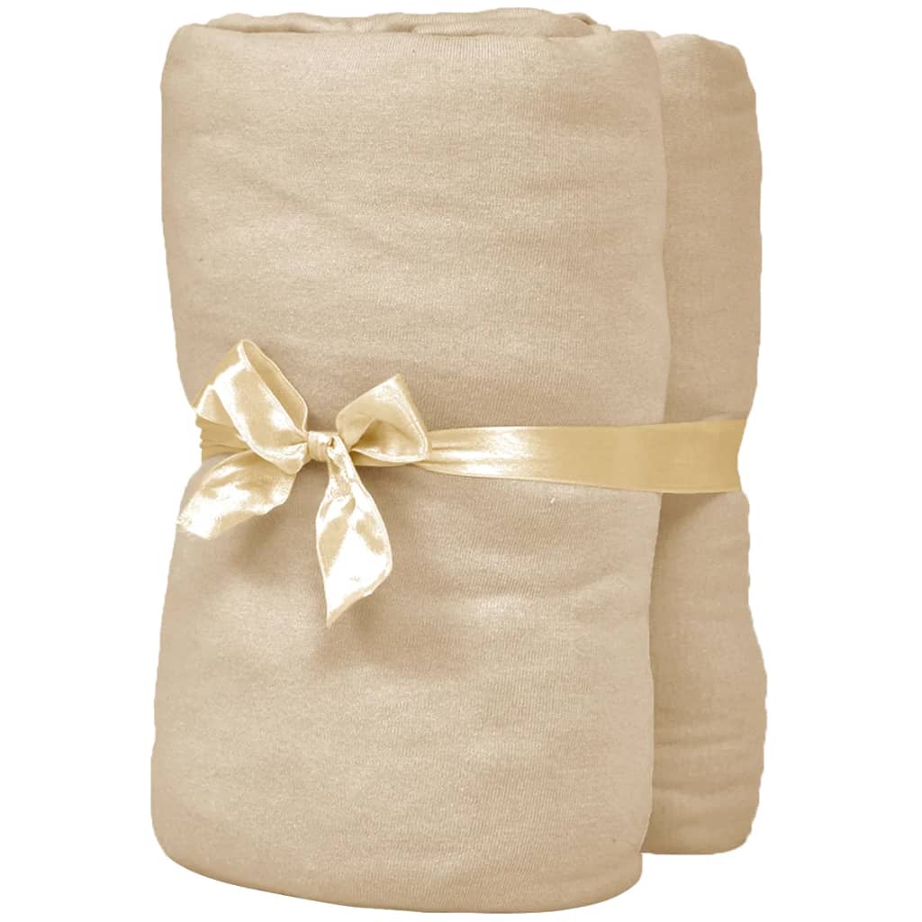 

vidaXL Hoeslakens 95x200 cm katoenen jersey stof beige 2 st
