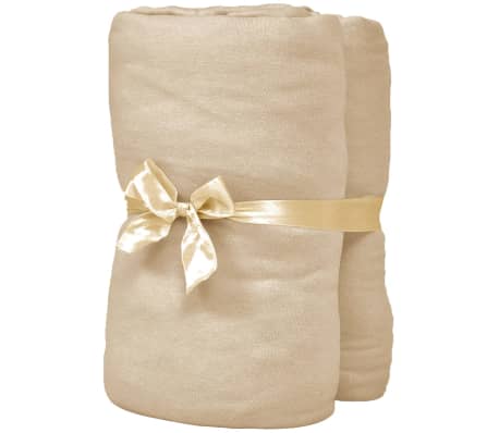 vidaXL Drap-housse 2 pcs 120 x 200 cm Jersey de coton Beige