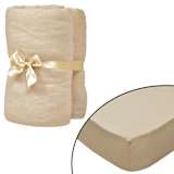 vidaXL Drap-housse 2 pcs 150 x 200 cm Jersey de coton Beige
