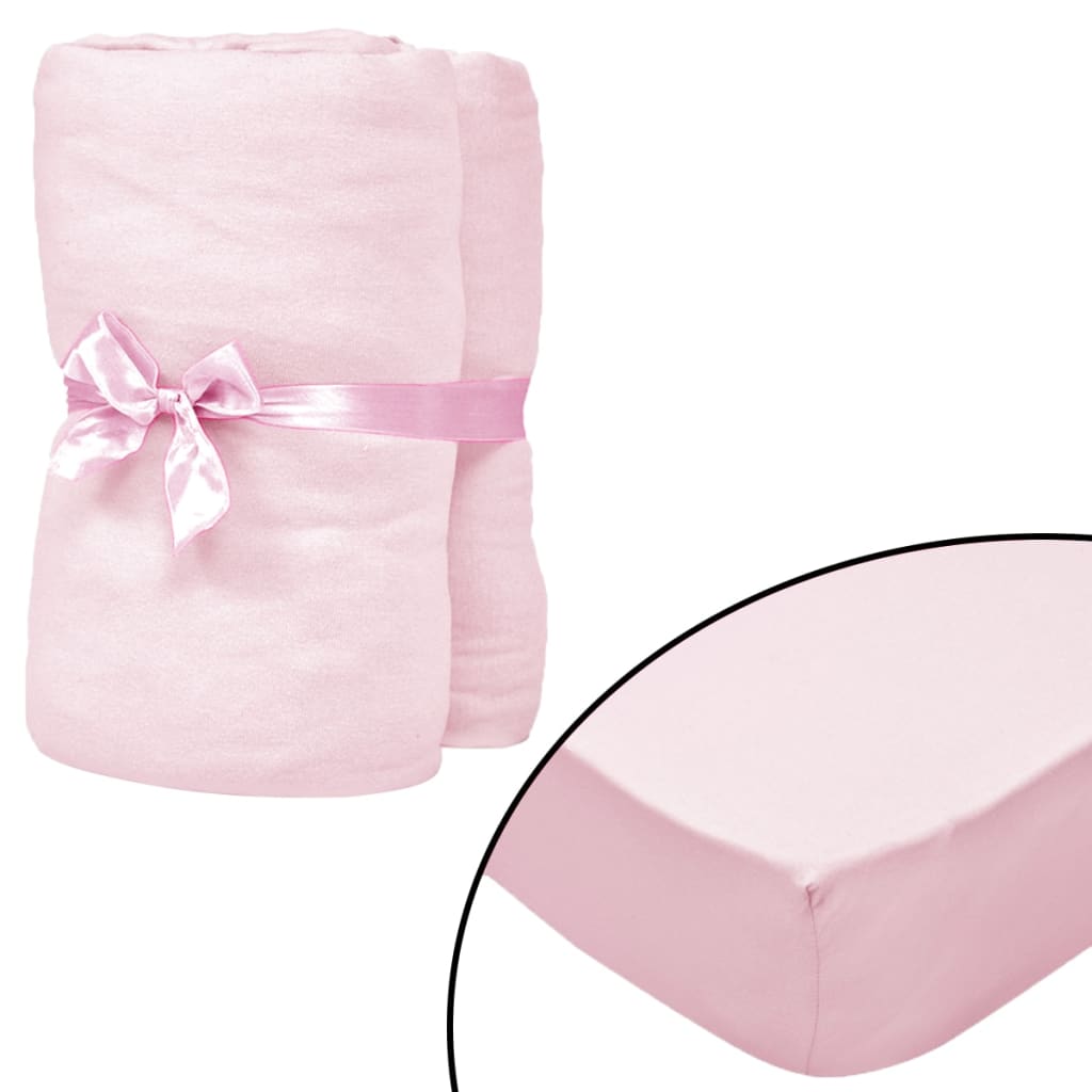 vidaXL Cearșafuri cu elastic pătuț 4 buc roz jerseu bumbac 40×80 cm de la vidaxl imagine noua