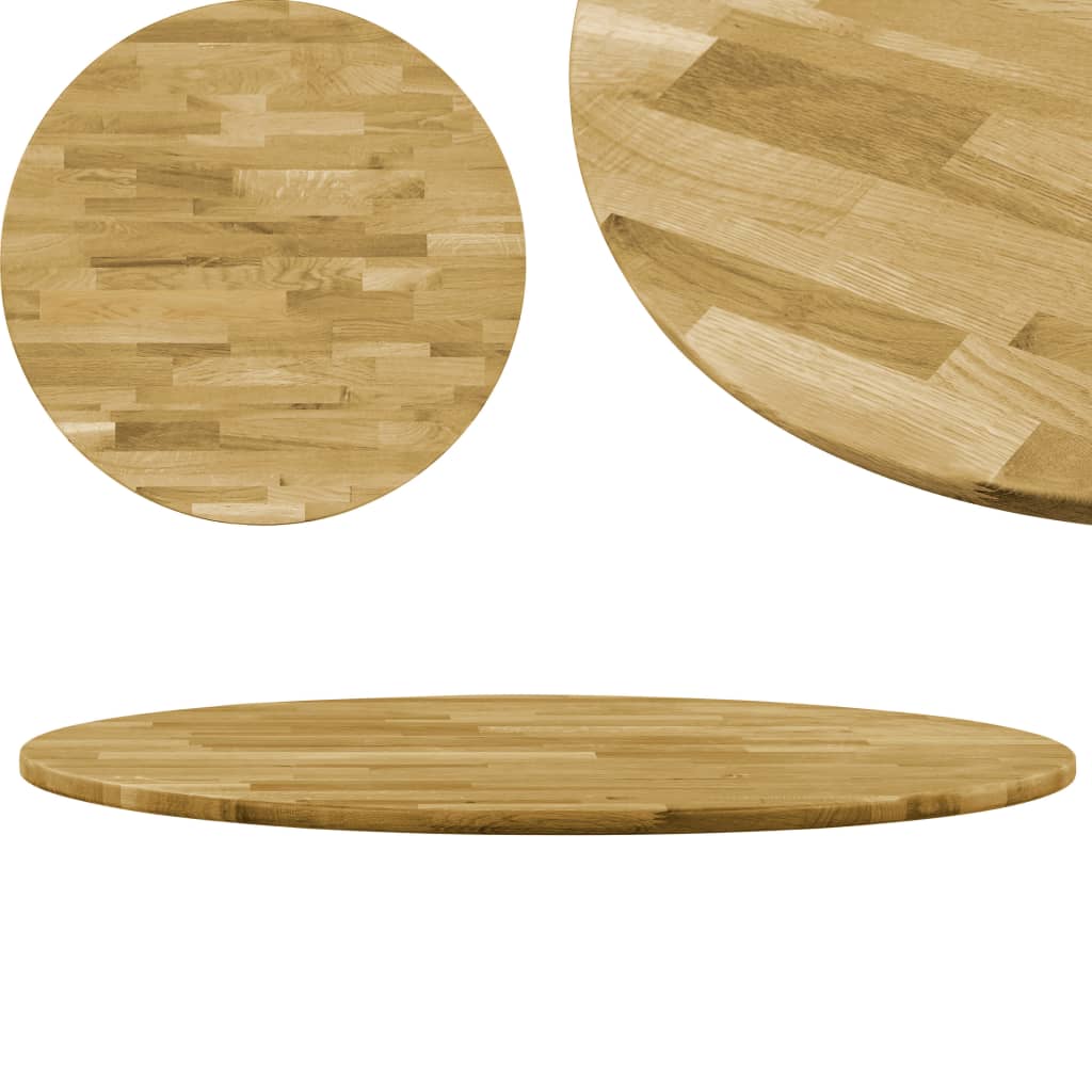 vidaXL Blat de masă, lemn masiv de stejar, rotund, 23 mm, 400 mm vidaxl.ro