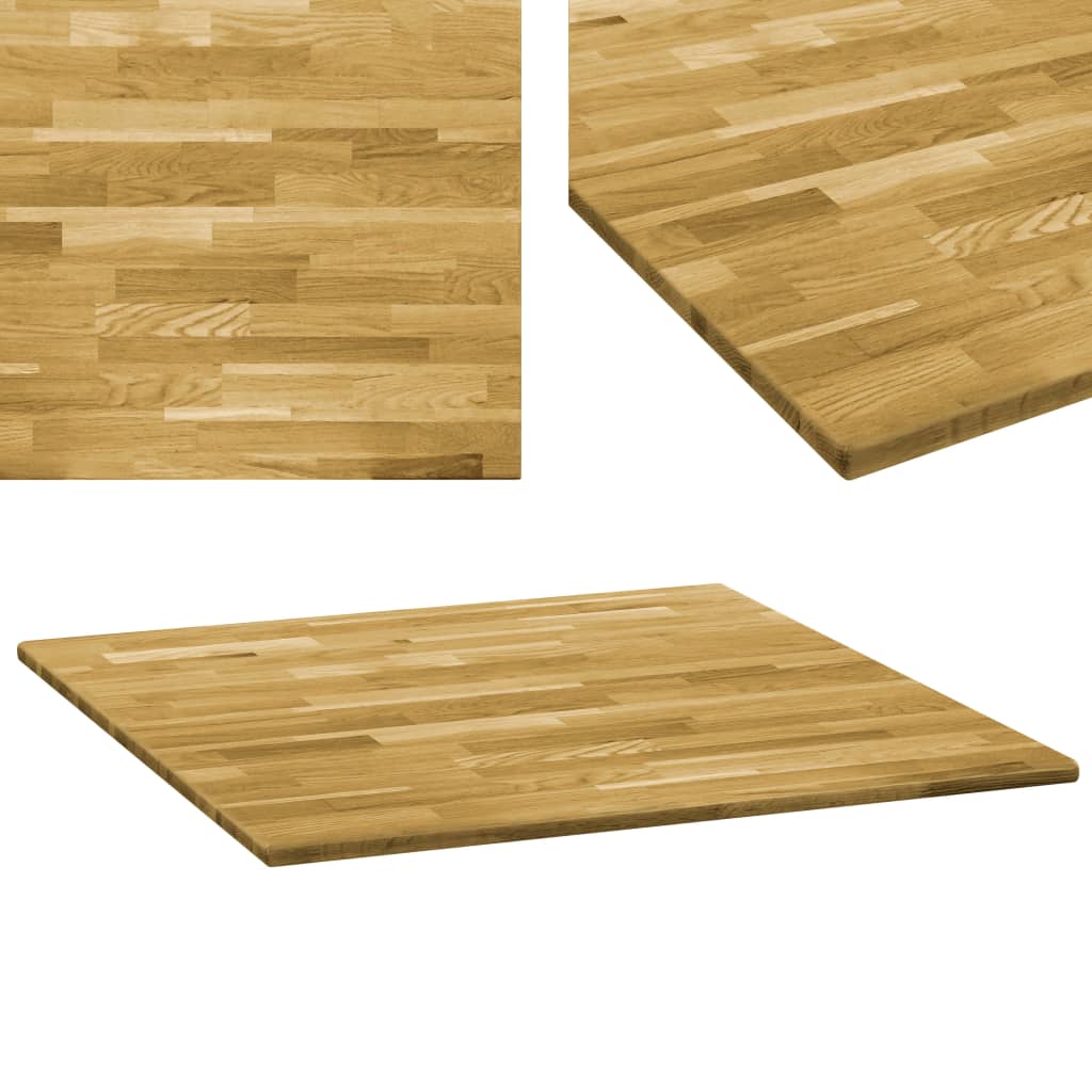 vidaXL Blat de masă, lemn masiv de stejar, pătrat, 23 mm, 70×70 cm vidaXL