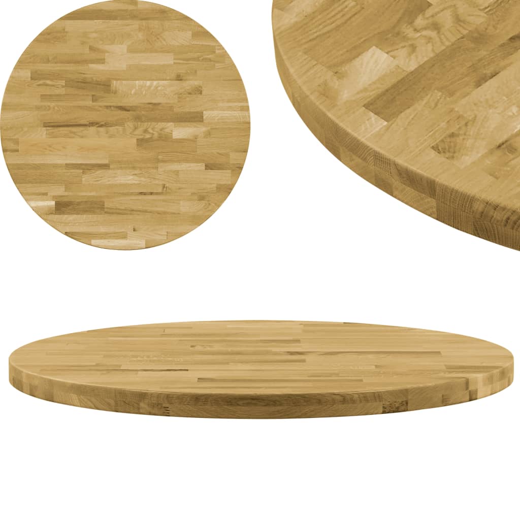vidaXL Blat de masă, lemn masiv de stejar, rotund, 44 mm, 500 mm vidaxl.ro