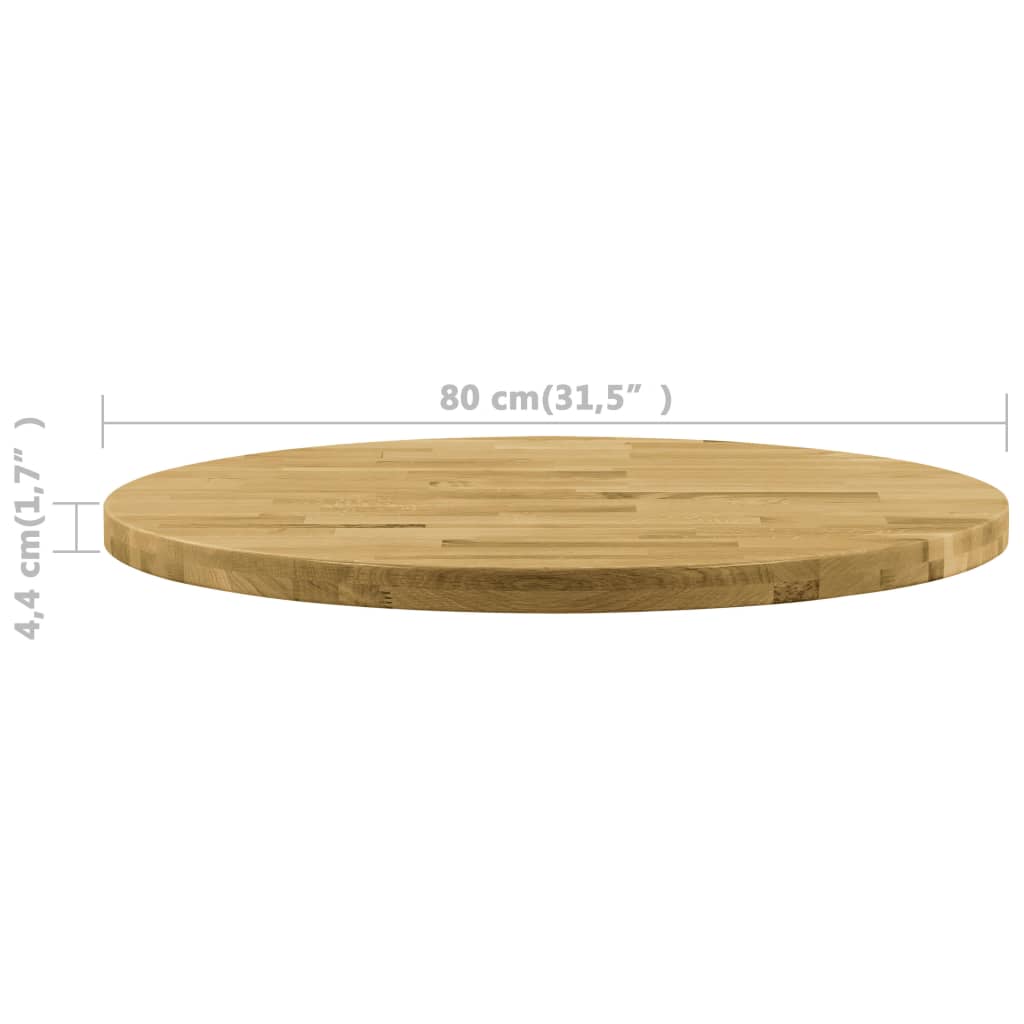 Stolní deska z masivního dubového dřeva kulatá 44 mm 800 mm