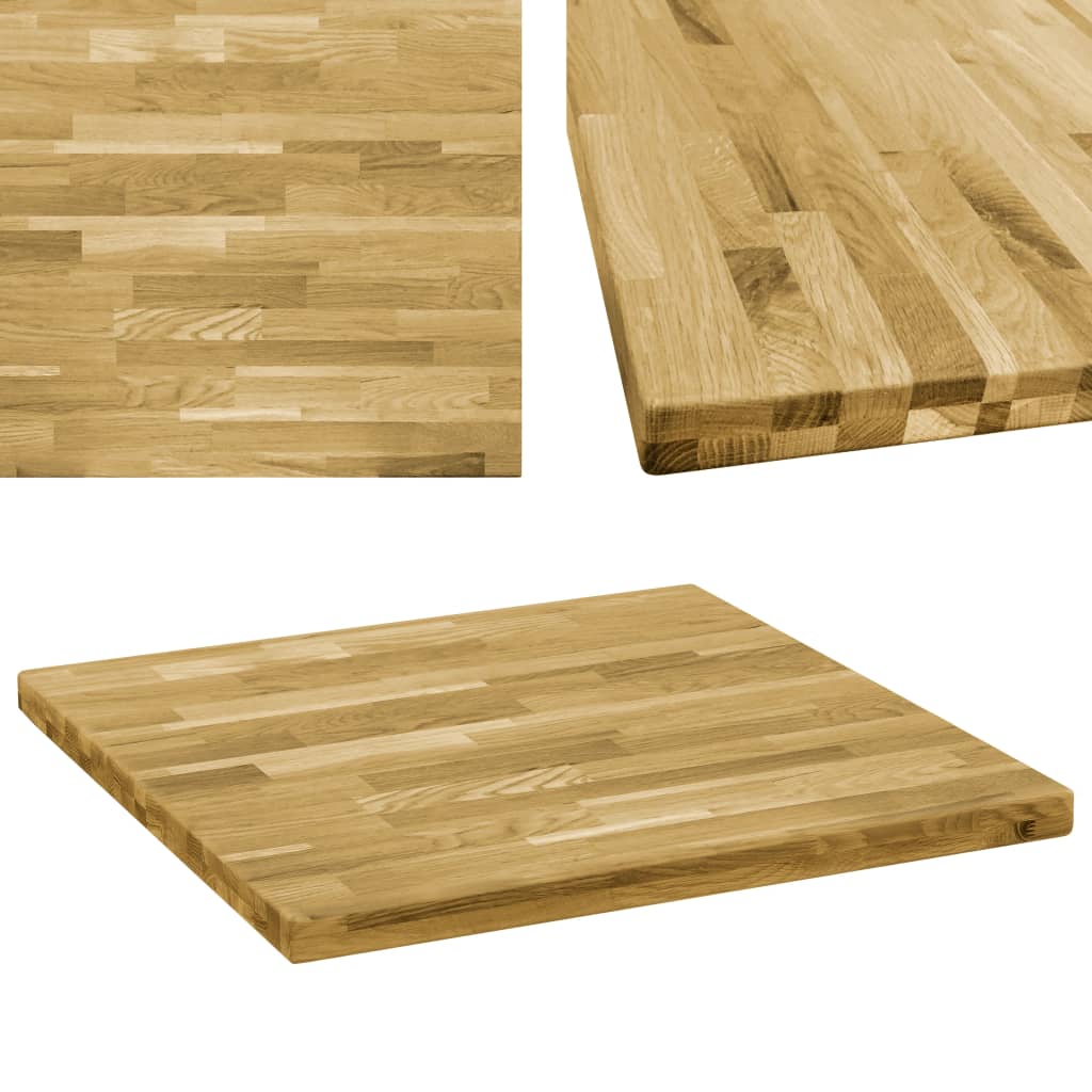 vidaXL Blat de masă, lemn masiv de stejar, pătrat, 44 mm, 80×80 cm vidaxl.ro