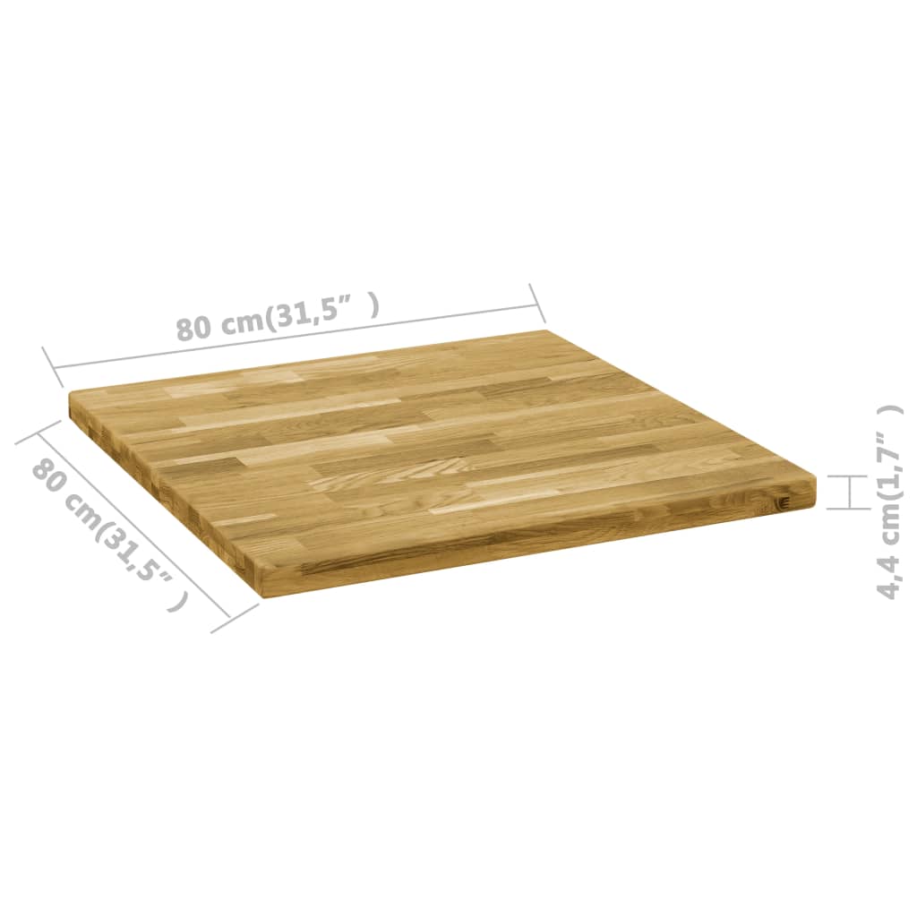 Stolní deska z dubového masivu čtvercová 44 mm 80 x 80 cm