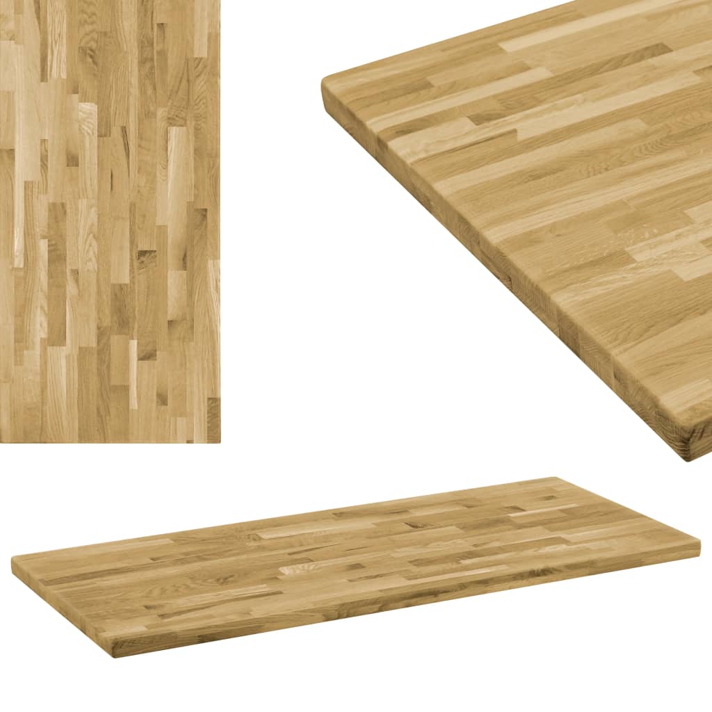 vidaXL Blat masă, lemn masiv stejar, dreptunghiular, 44 mm 100 x 60 cm vidaXL