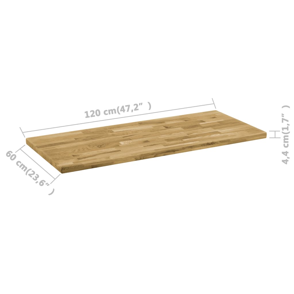 Stolní deska masivní dubové dřevo obdélníková 44 mm 120 x 60 cm