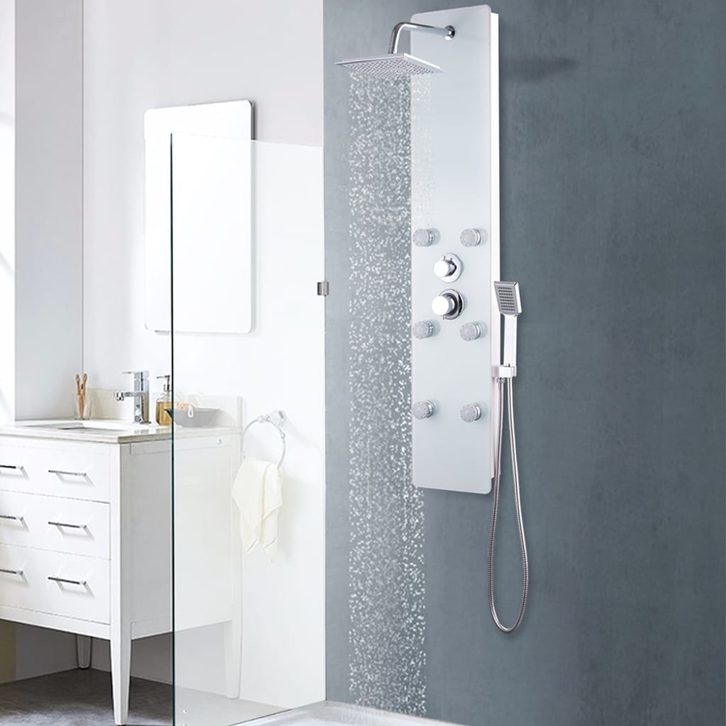 vidaXL Panou de duș din sticlă, 25×44,6×130 cm, alb vidaXL