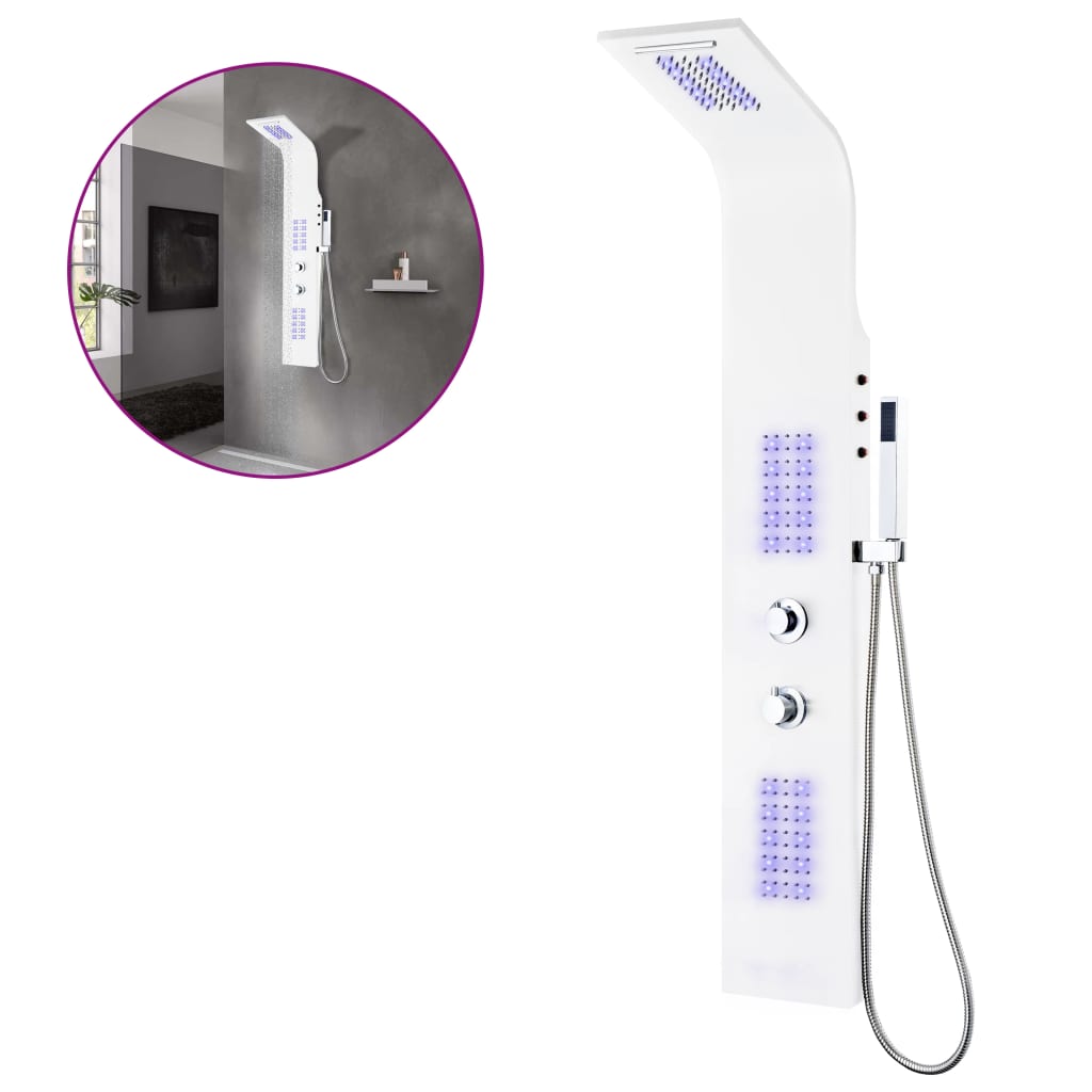 Shower Panel Unit Aluminium 20x44x130 Cm White VidaXL 13 width=274