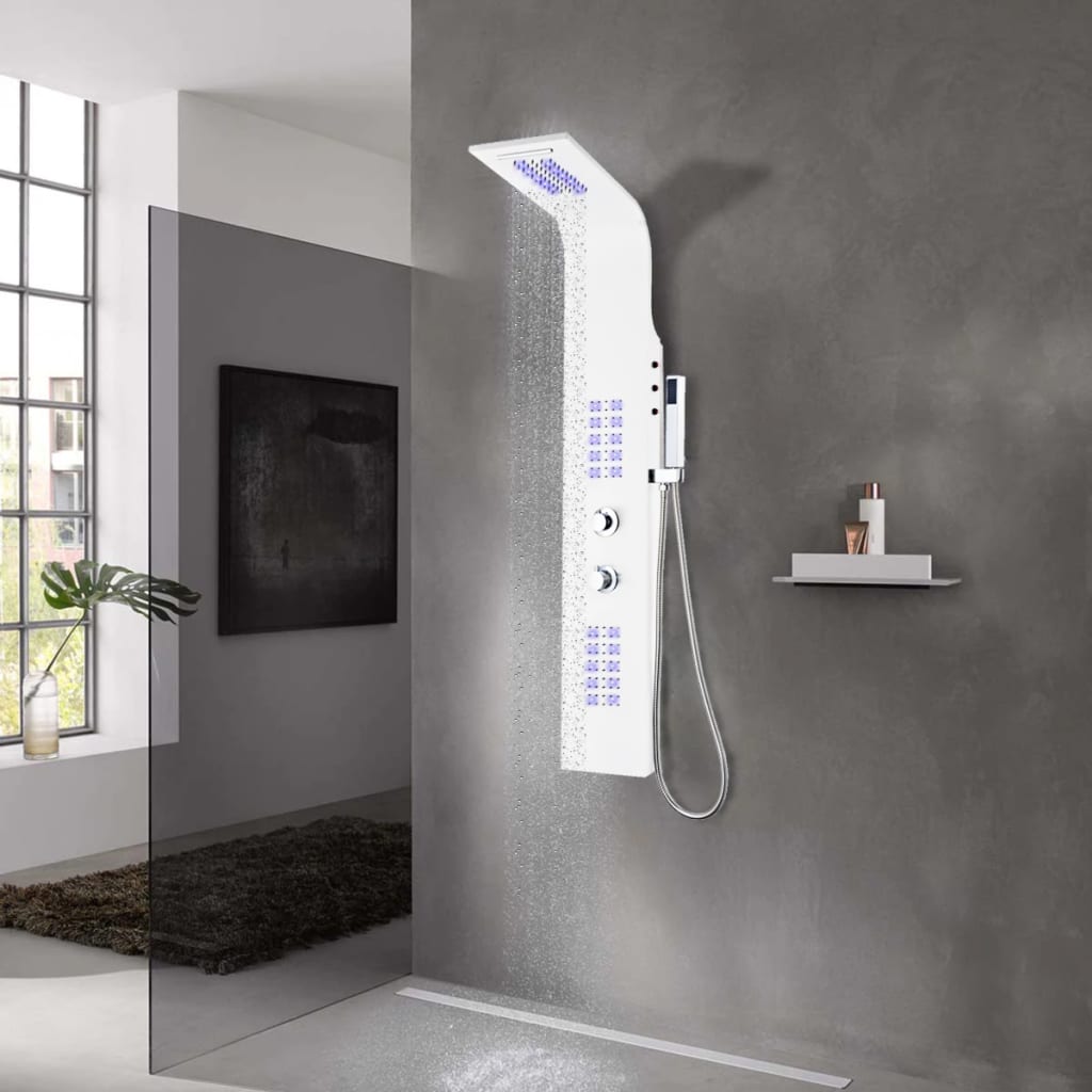vidaXL Unitate panou de duș, aluminiu, 20 x 44 x 130 cm, alb vidaXL