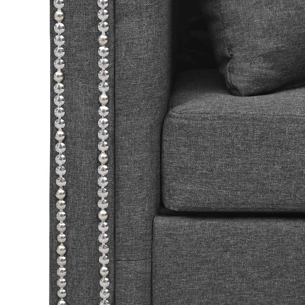 Zestaw 2 Materiałowych Sof, Ciemnoszary