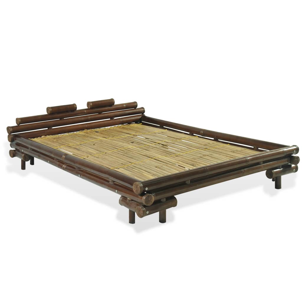 

vidaXL Bed met 2 nachtkastjes bamboe donkerbruin 140x200 cm