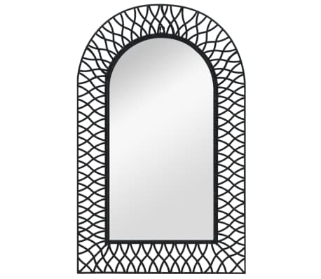 vidaXL Specchio da Parete ad Arco 50x80 cm Nero Cornice Metallo Specchiera