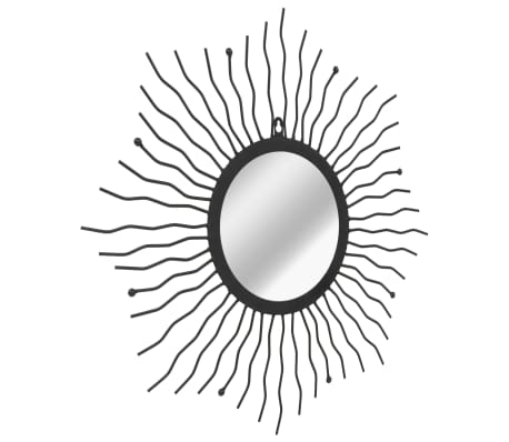 vidaXL Wandspiegel Sonnenform 60 cm Schwarz