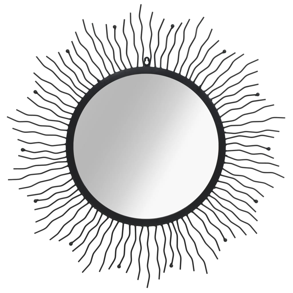 Nástěnné zrcadlo Zářící slunce 80 cm černé