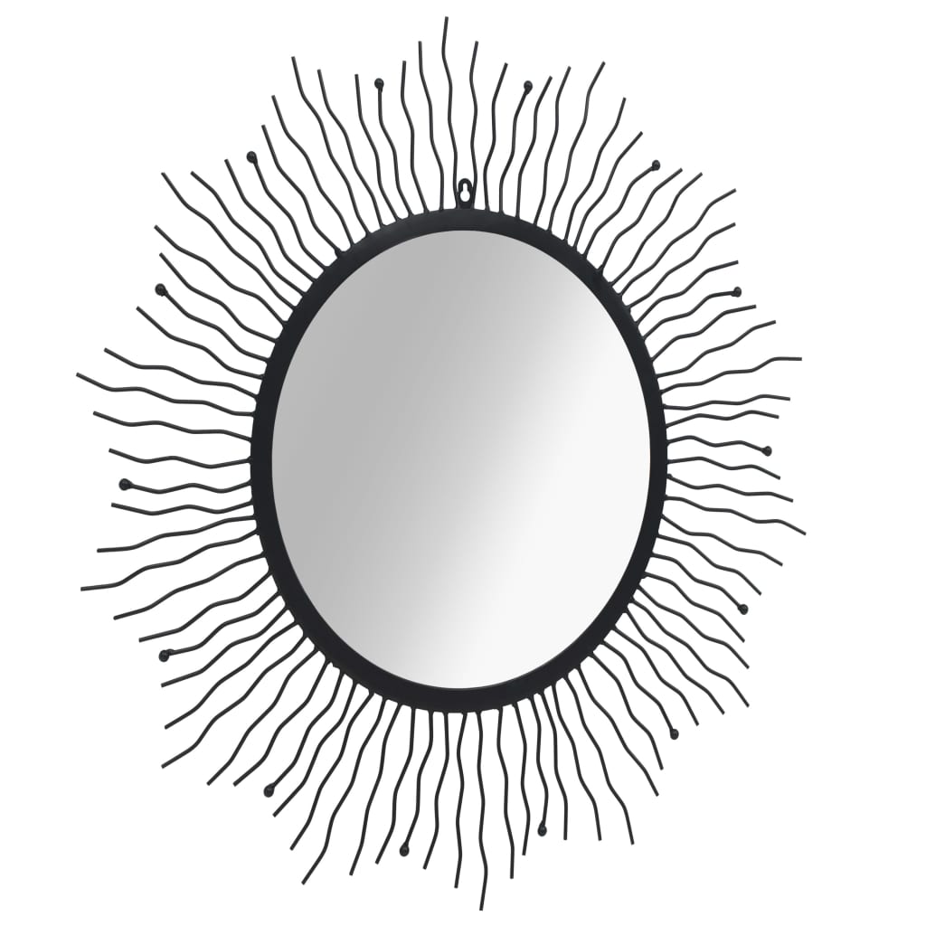  Nástenné zrkadlo slnečné lúče čierne 80 cm