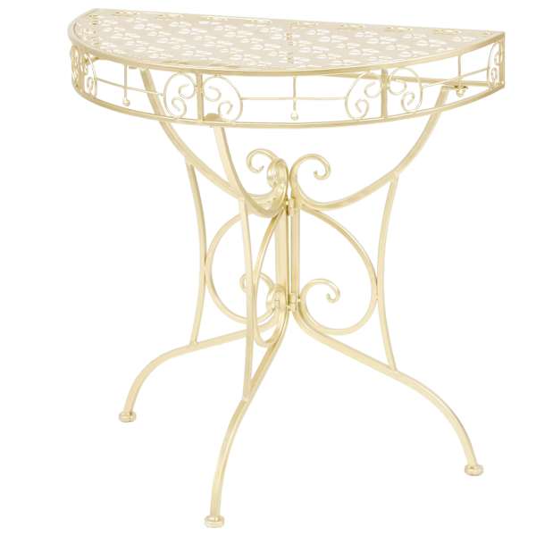 vidaXL lisalaud vanaaegne stiil, poolring, metall 72x36x74 cm kuldne