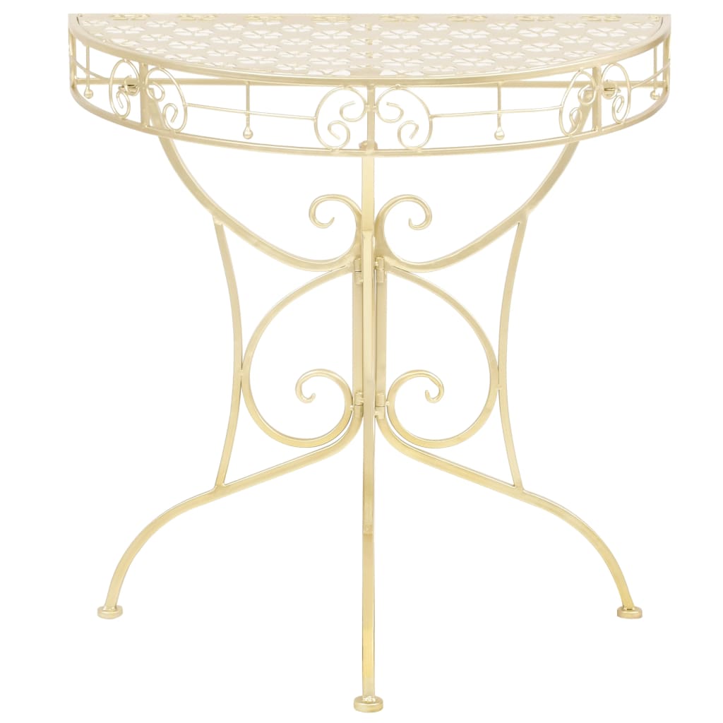 vidaXL Bijzettafel vintage stijl half rond 72x36x74 cm metaal goud afbeelding